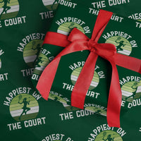 Happiest On The Court Wrapping Paper Roll Vintage Retro Tennis Girl Gift - Wonder Print Shop