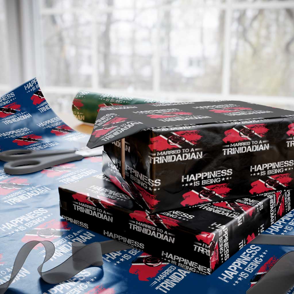 Happiness Is Being Married to a Trinidadian Wrapping Paper Roll Trinidad & Tobago Flag Couples Gift - Wonder Print Shop