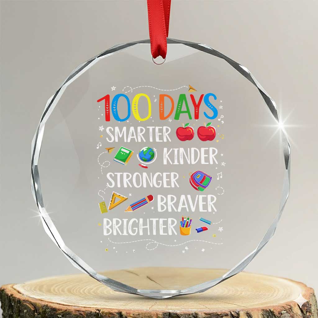 Happy 100 Days of School Crystal Glass Ornament 100th Day Kids Boys Girls Teachers Pupils