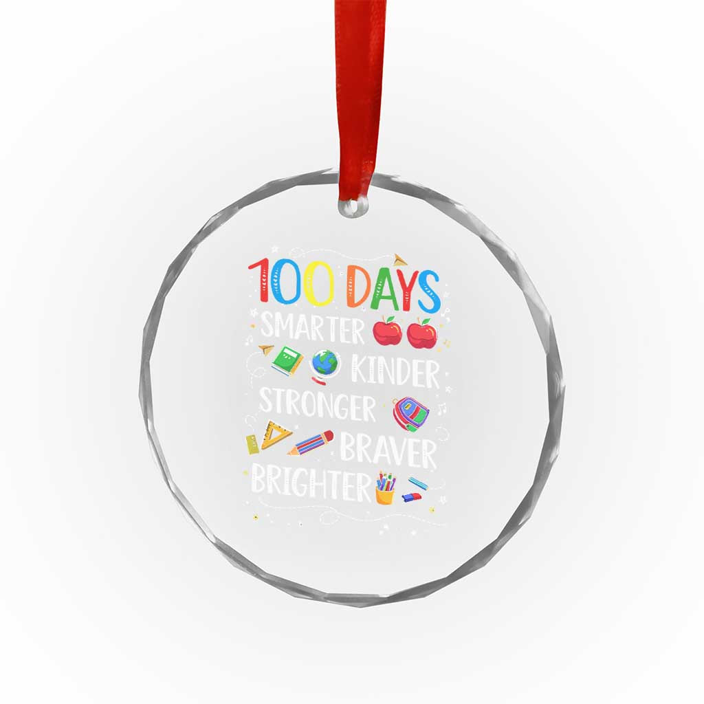 Happy 100 Days of School Crystal Glass Ornament 100th Day Kids Boys Girls Teachers Pupils