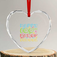 Happy 100 Days of School Heart Crystal Glass Ornament 100th Day Funny Milestone Celebration