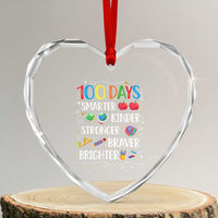 Happy 100 Days of School Heart Crystal Glass Ornament 100th Day Kids Boys Girls Teachers Pupils