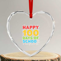 Happy 100 Days of School Heart Crystal Glass Ornament Cute Celebration Gift for Teachers and Kids