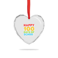 Happy 100 Days of School Heart Crystal Glass Ornament Cute Celebration Gift for Teachers and Kids