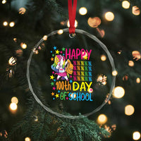 Happy 100th Day of School Unicorn Crystal Glass Ornament Magical Girls Celebration Gift