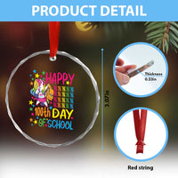 Happy 100th Day of School Unicorn Crystal Glass Ornament Magical Girls Celebration Gift