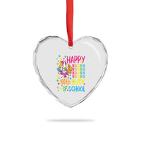 Happy 100th Day of School Unicorn Heart Crystal Glass Ornament Magical Girls Celebration Gift