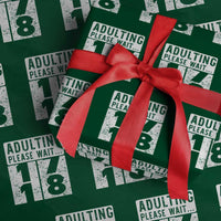 Happy 18th Birthday Wrapping Paper Roll Adulting Please Wait 18 Year Old Bday Gifts