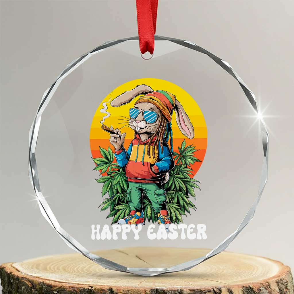 Happy 420 Easter Crystal Glass Ornament Funny Bunny Smoking Weed - Wonder Print Shop