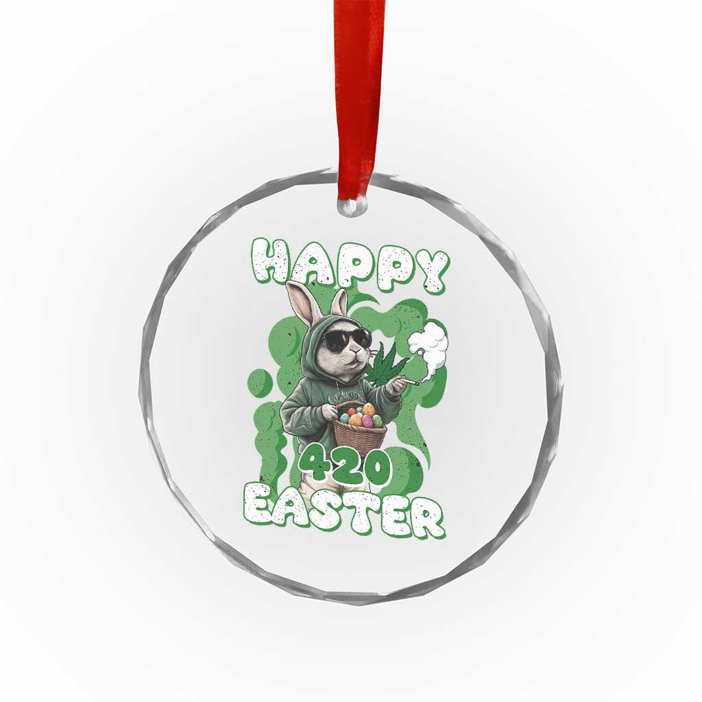 Happy 420 Easter Crystal Glass Ornament Funny Smoking Easter Bunny - Wonder Print Shop