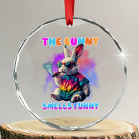 Happy 420 Easter Crystal Glass Ornament Funny Smoking Easter Bunny Smells Funny Easter - Wonder Print Shop