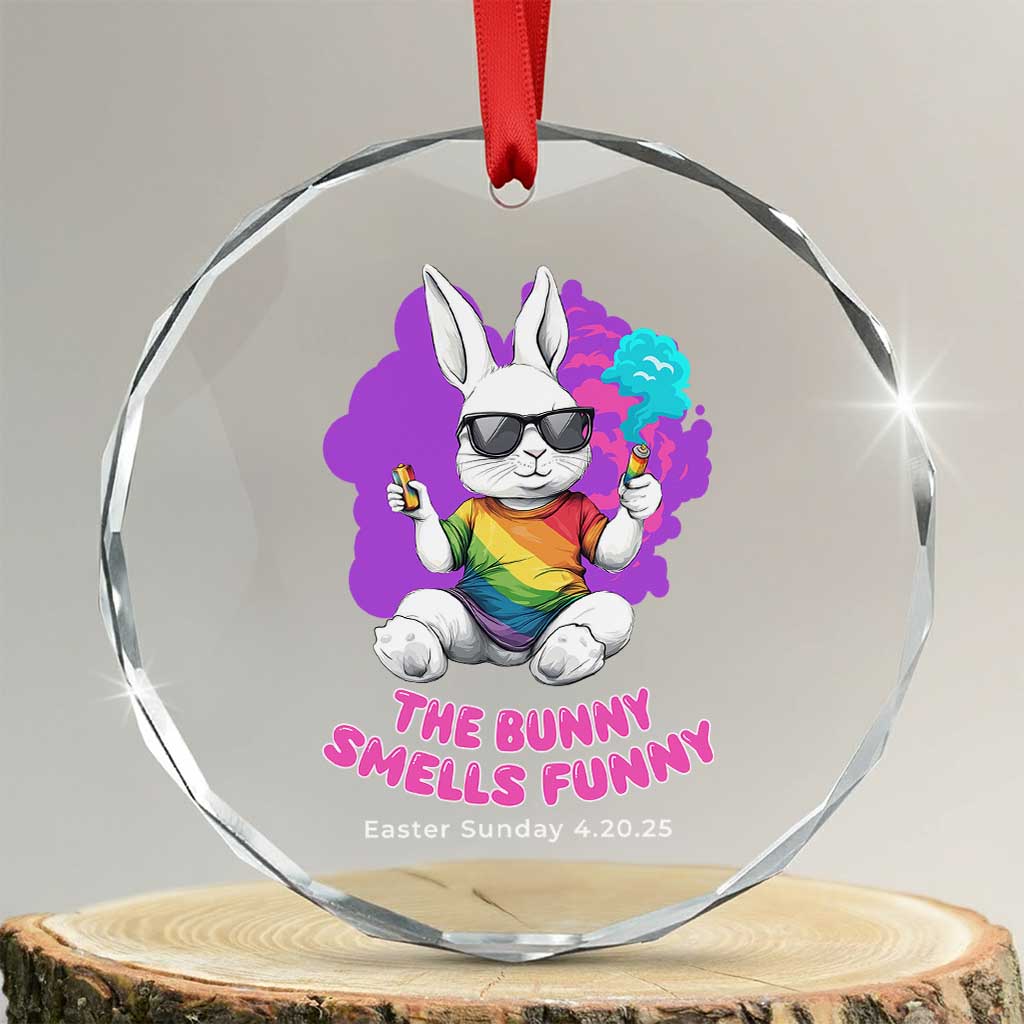 Happy 420 Easter Crystal Glass Ornament The Bunny Smells Funny - Wonder Print Shop