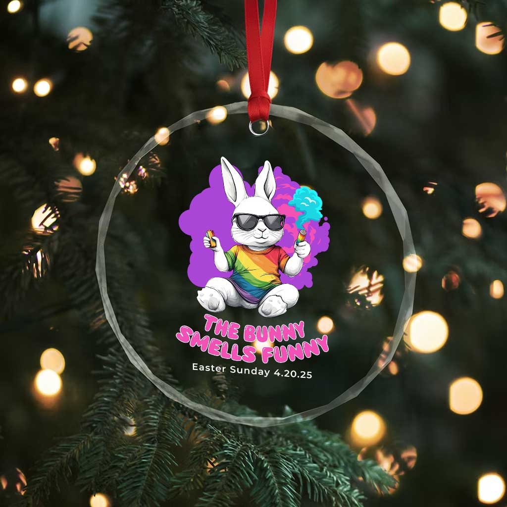 Happy 420 Easter Crystal Glass Ornament The Bunny Smells Funny - Wonder Print Shop
