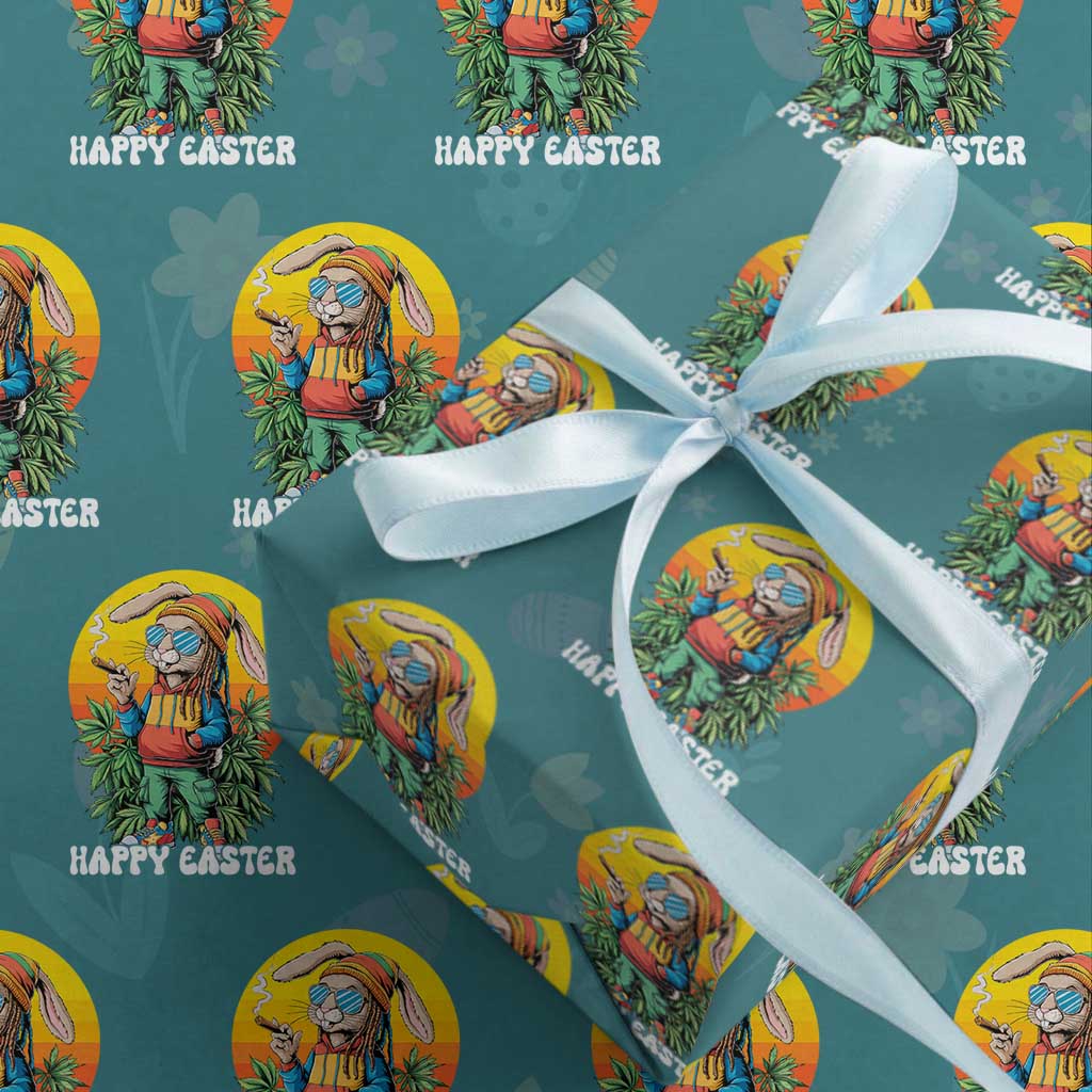 Happy 420 Easter Wrapping Paper Roll Funny Bunny Smoking Weed
