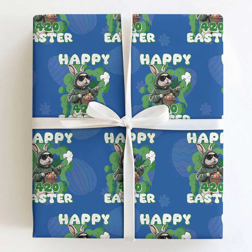 Happy 420 Easter Wrapping Paper Roll Funny Smoking Easter Bunny