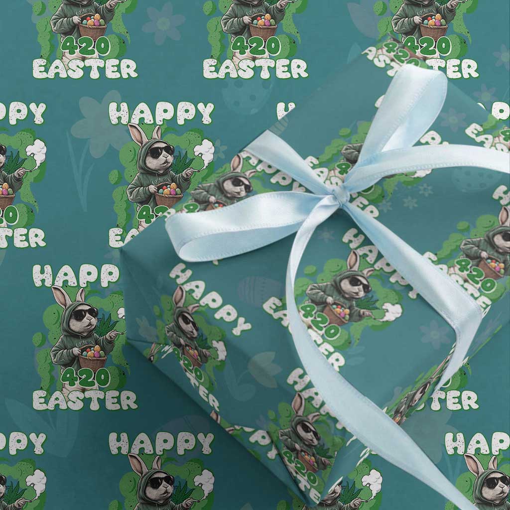 Happy 420 Easter Wrapping Paper Roll Funny Smoking Easter Bunny