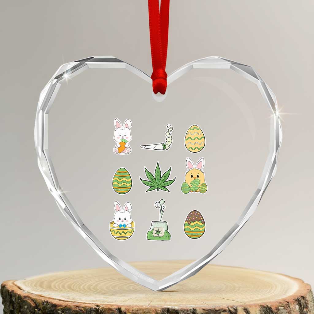 Happy 420 Easter Heart Crystal Glass Ornament - Wonder Print Shop