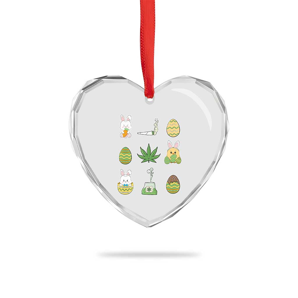 Happy 420 Easter Heart Crystal Glass Ornament - Wonder Print Shop