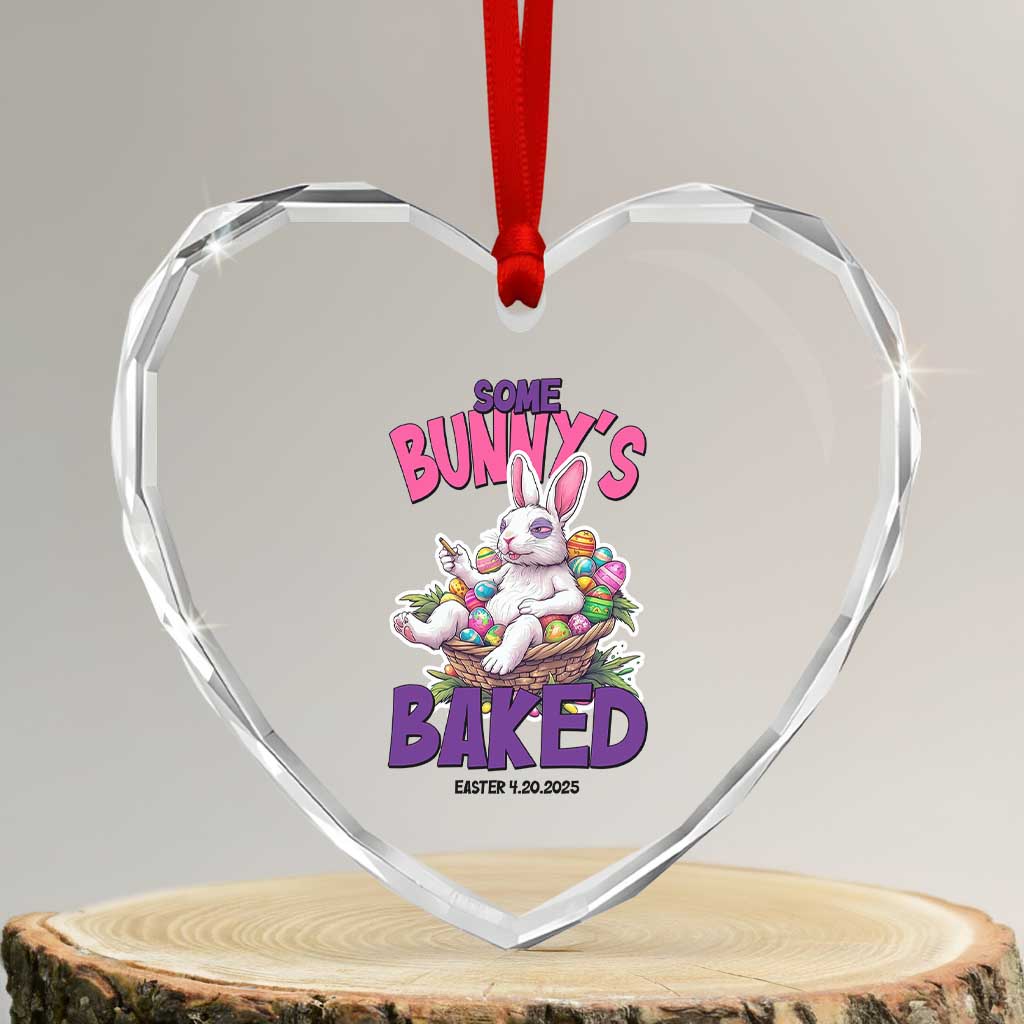 Happy 420 Easter Heart Crystal Glass Ornament Bunny Funny Weed Smoking Rabbit Cannabis 4/20 Day - Wonder Print Shop