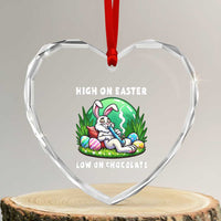 Happy 420 Easter Heart Crystal Glass Ornament Funny Bunny Marijuana Cannabis Weed - Wonder Print Shop