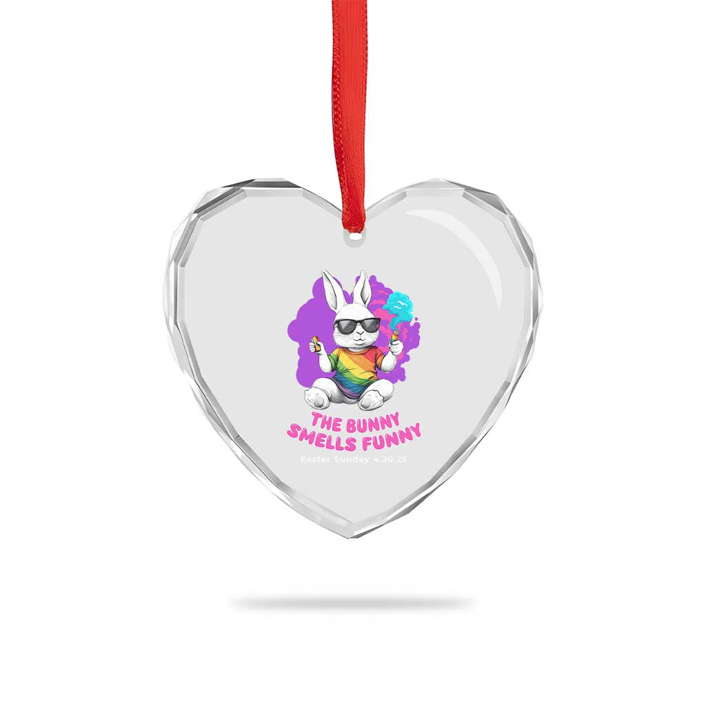 Happy 420 Easter Heart Crystal Glass Ornament The Bunny Smells Funny - Wonder Print Shop