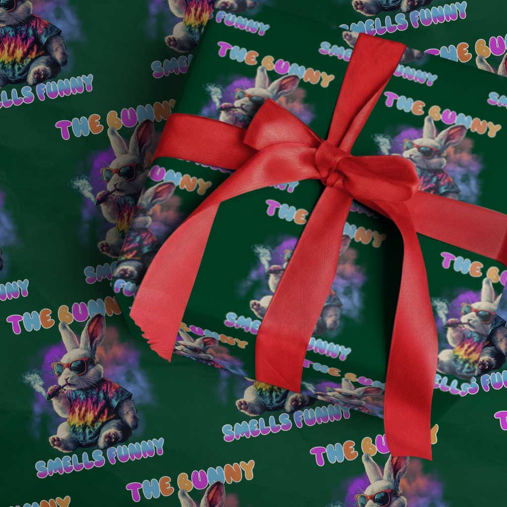 Happy 420 Easter Wrapping Paper Roll Funny Smoking Easter Bunny Smells Funny Easter - Wonder Print Shop