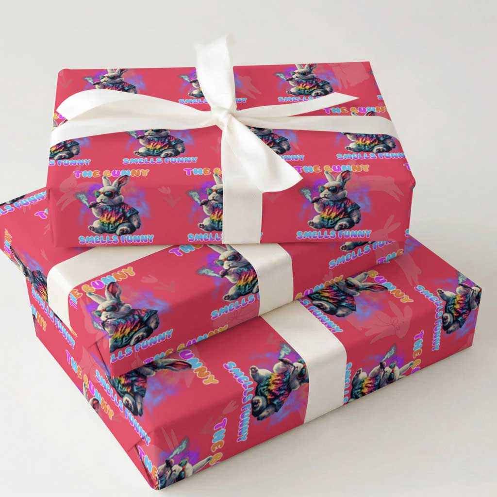 Happy 420 Easter Wrapping Paper Roll Funny Smoking Easter Bunny Smells Funny Easter