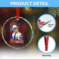 Happy 4th of July To All You Sumbitches Funny Sheriff Patriotic Graphic Crystal Glass Ornament Retro Movie Quote Inspo Country Humor