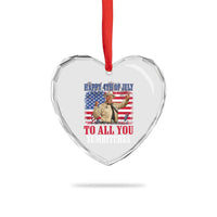 Happy 4th of July To All You Sumbitches Heart Crystal Glass Ornament Funny Smokey Patriotic American 70s Movie The Bandit