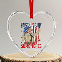 Happy 4th Of July To All You Sumbitches Heart Crystal Glass Ornament Funny USA 250th Anniversary Independence Day