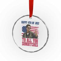 Happy 4th of July To All You Sumbitches Patriotic Graphic Crystal Glass Ornament Funny Fighter Pilot Retro Action Movie Humor Inspo