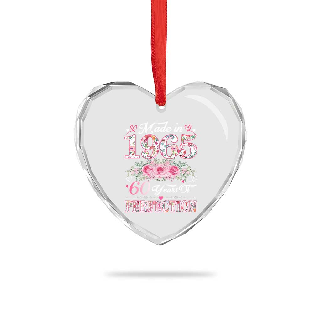 Happy 60th Birthday Floral Heart Crystal Glass Ornament Made In 1965 60 Years of Perfection - Wonder Print Shop