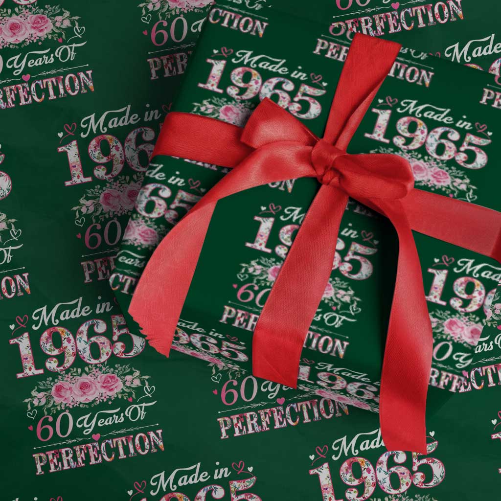 Happy 60th Birthday Floral Wrapping Paper Roll Made In 1965 60 Years of Perfection - Wonder Print Shop