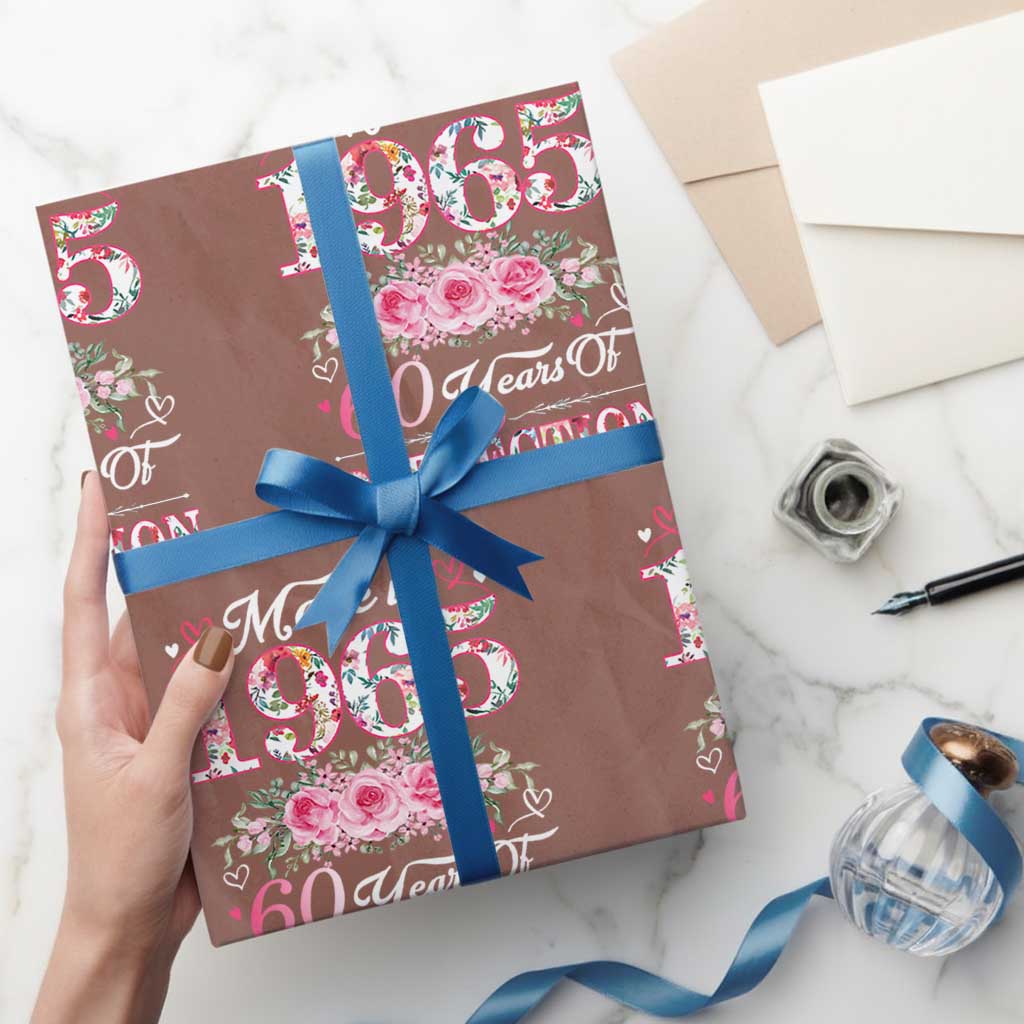 Happy 60th Birthday Floral Wrapping Paper Roll Made In 1965 60 Years of Perfection - Wonder Print Shop
