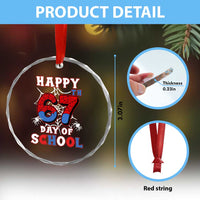 Happy 67th Day Of School Crystal Glass Ornament Boys Girls Spider 67 Days - Wonder Print Shop