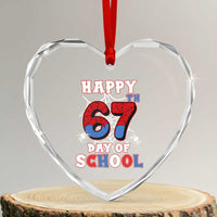 Happy 67th Day Of School Heart Crystal Glass Ornament Boys Girls Spider 67 Days - Wonder Print Shop