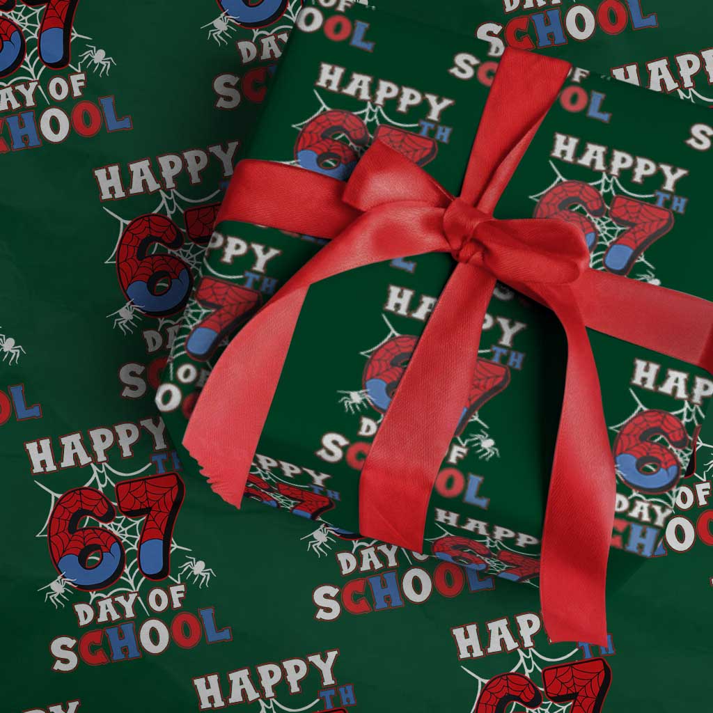 Happy 67th Day Of School Wrapping Paper Roll Boys Girls Spider 67 Days - Wonder Print Shop