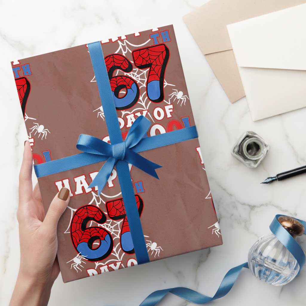 Happy 67th Day Of School Wrapping Paper Roll Boys Girls Spider 67 Days - Wonder Print Shop