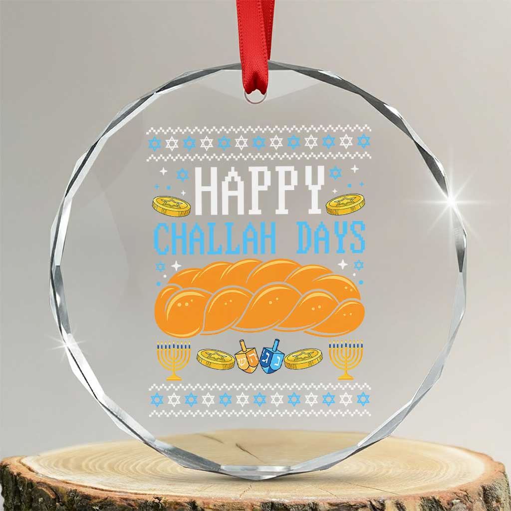 Happy Challah Days Crystal Glass Ornament Ugly Hanukkah Food Lover Gift - Wonder Print Shop