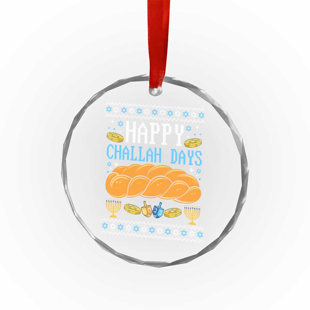 Happy Challah Days Crystal Glass Ornament Ugly Hanukkah Food Lover Gift - Wonder Print Shop
