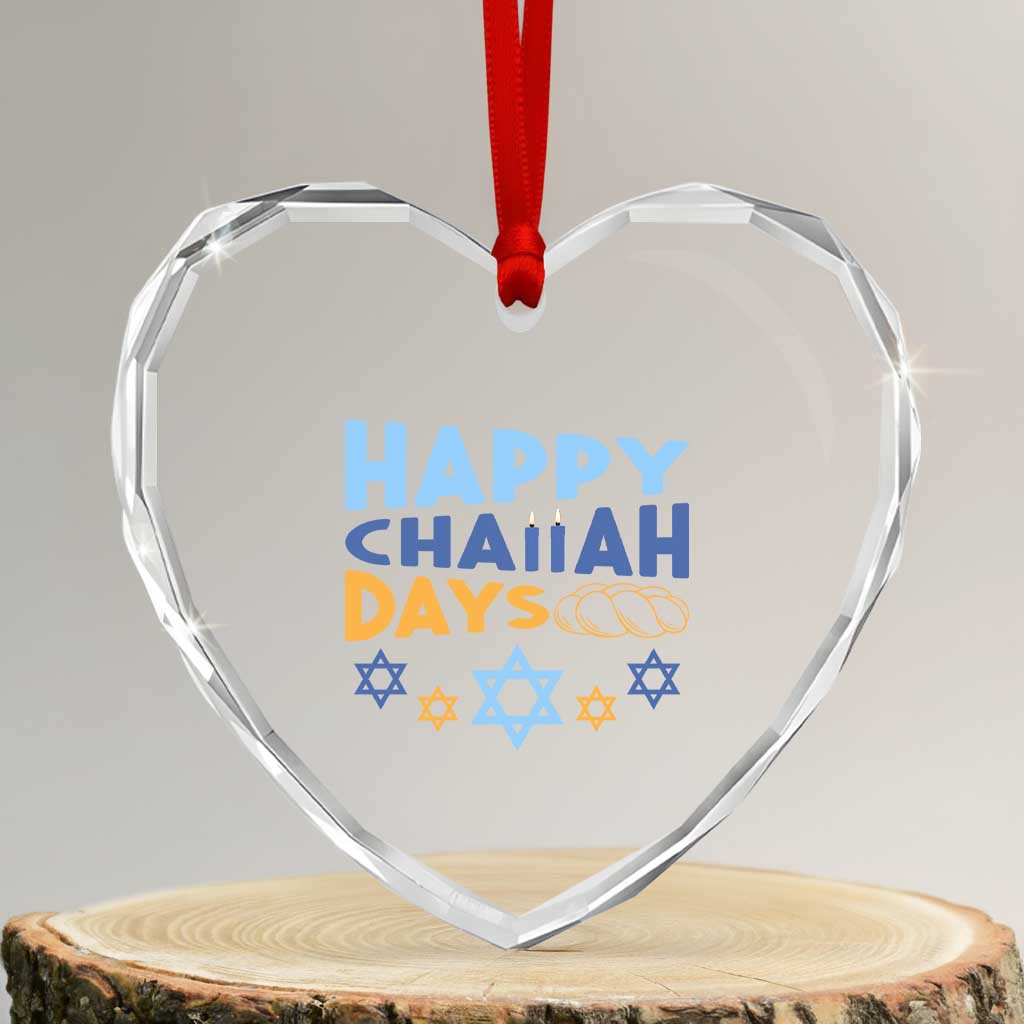Happy Challah Days Heart Crystal Glass Ornament Hanukkah Holiday Gift - Wonder Print Shop