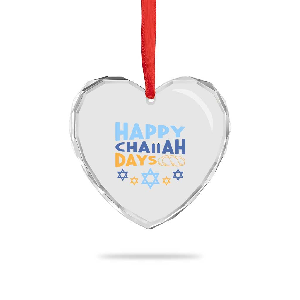 Happy Challah Days Heart Crystal Glass Ornament Hanukkah Holiday Gift - Wonder Print Shop