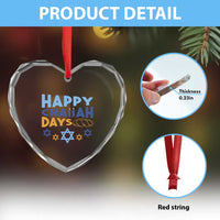 Happy Challah Days Heart Crystal Glass Ornament Hanukkah Holiday Gift - Wonder Print Shop