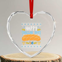 Happy Challah Days Heart Crystal Glass Ornament Ugly Hanukkah Food Lover Gift - Wonder Print Shop