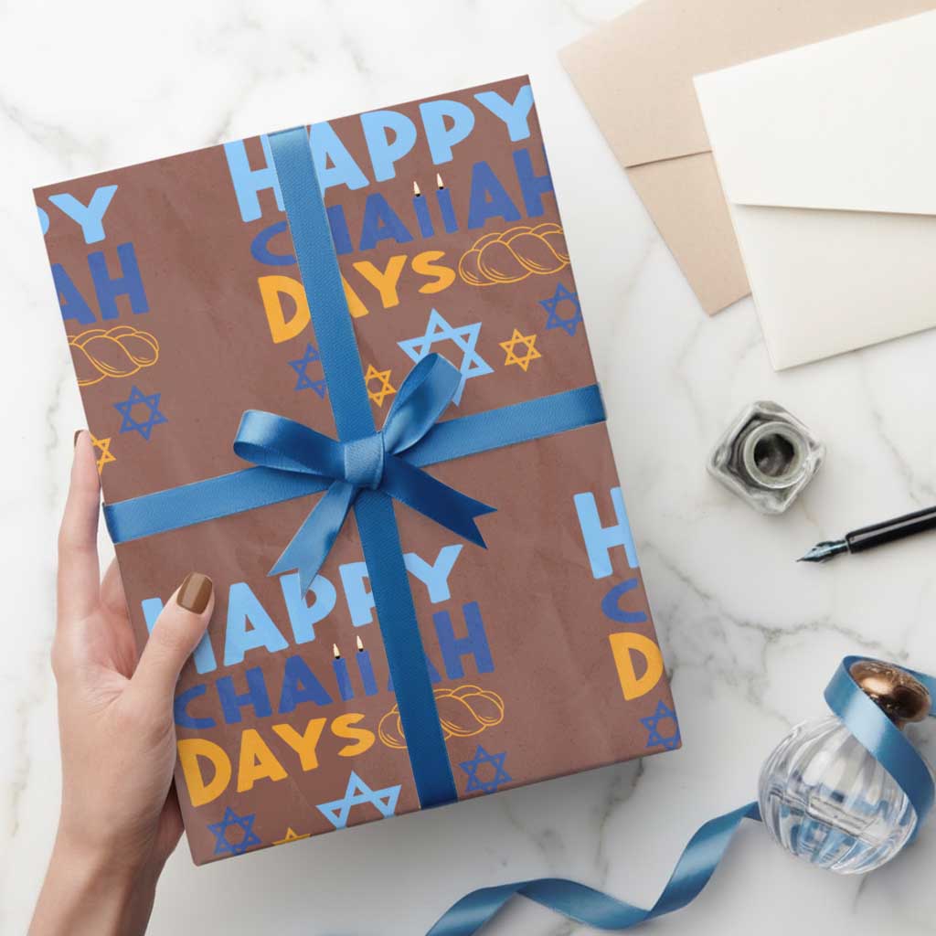 Happy Challah Days Wrapping Paper Roll Hanukkah Holiday Gift - Wonder Print Shop