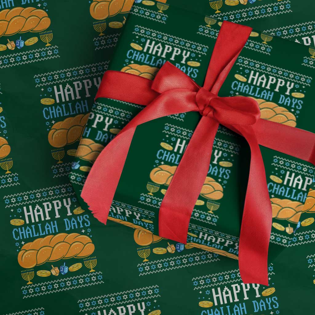 Happy Challah Days Wrapping Paper Roll Ugly Hanukkah Food Lover Gift - Wonder Print Shop