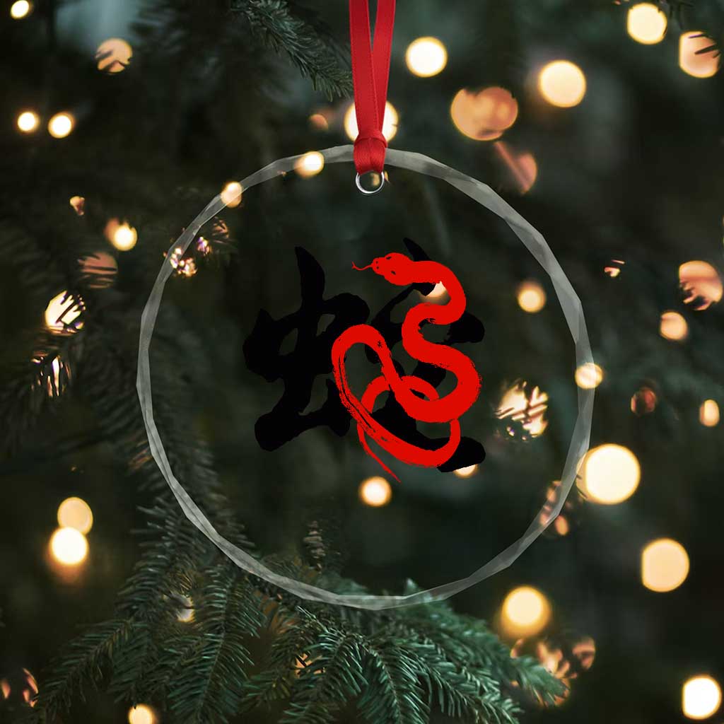 Happy Chinese New Year 2025 Crystal Glass Ornament Calligraphy Year Of The Snake TS11