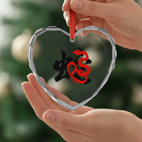 Happy Chinese New Year 2025 Heart Crystal Glass Ornament Calligraphy Year Of The Snake - Wonder Print Shop