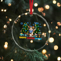 Happy Chrismukkah Crystal Glass Ornament Funny Christmas Hanukkah Cat Lover Gift - Wonder Print Shop