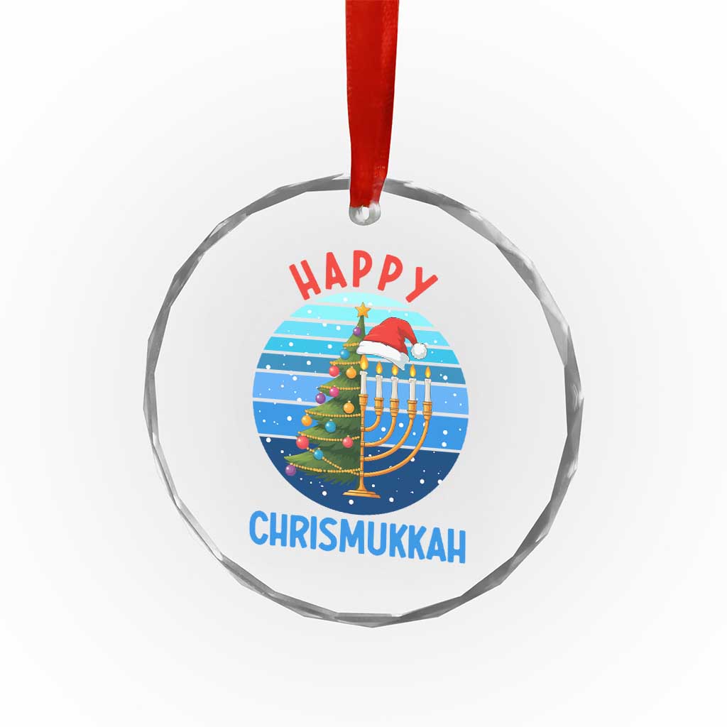 Happy Chrismukkah Crystal Glass Ornament Menorah Candle Christmas Tree Holiday Jewish Gift - Wonder Print Shop